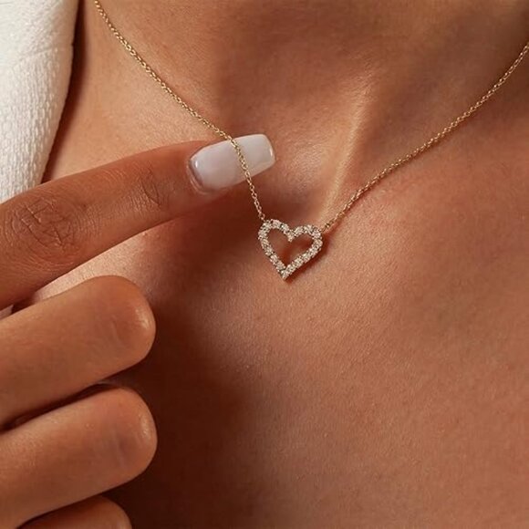 Neiman Marcus 14k Gold Plated Heart Necklace - Picture 1 of 4